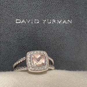 David Yurman 7mm Petite Albion Morganite Diamond Ring .925